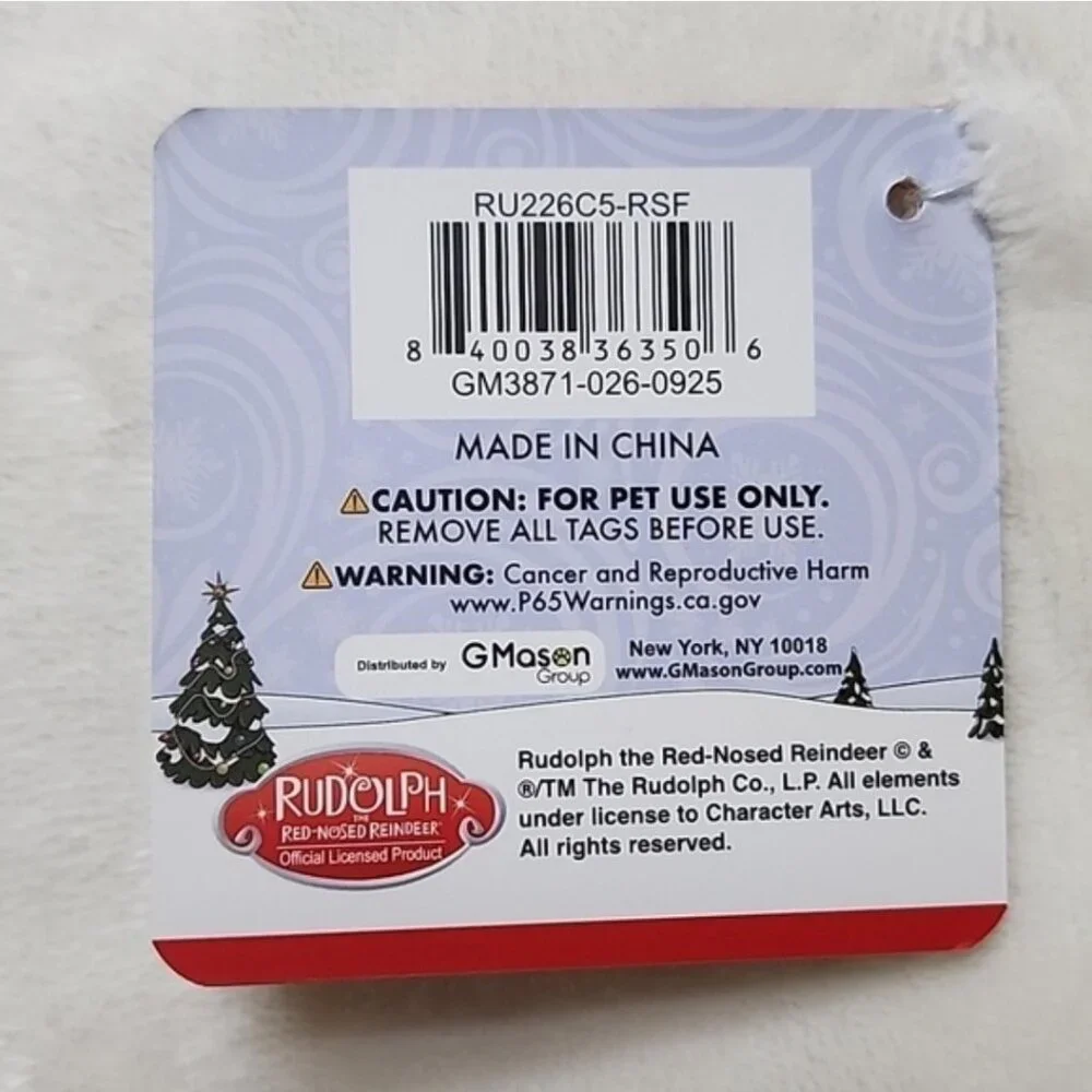 Offical Rudolph The Red Nosed Reindeer Pet Cat Dog Bed NWT Grey White Brown Red